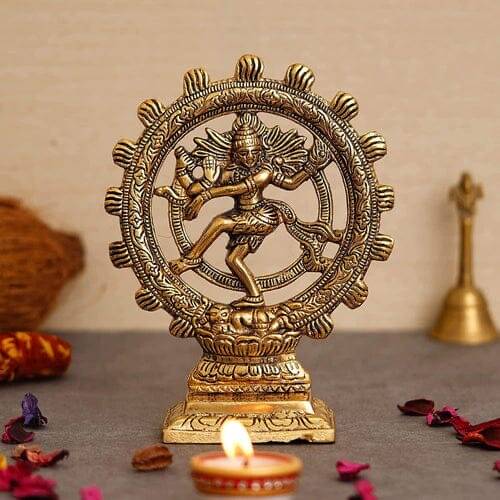 Statuette en laiton Nataraja Shiva : Danse cosmique