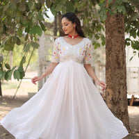 Anarkali/Robe Collection "Anarkali SWEETY2" - Blanc