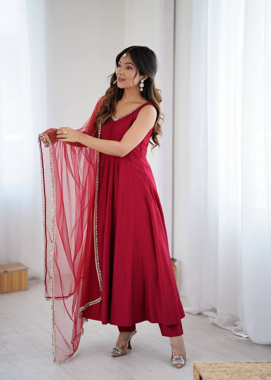 Anarkali Collection "SaÏda" - Rouge bordeaux