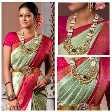 Saris "Tendance mix" vert anis/rose