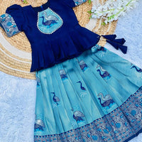 Lehenga Fille collection "Anjali" - Bleu