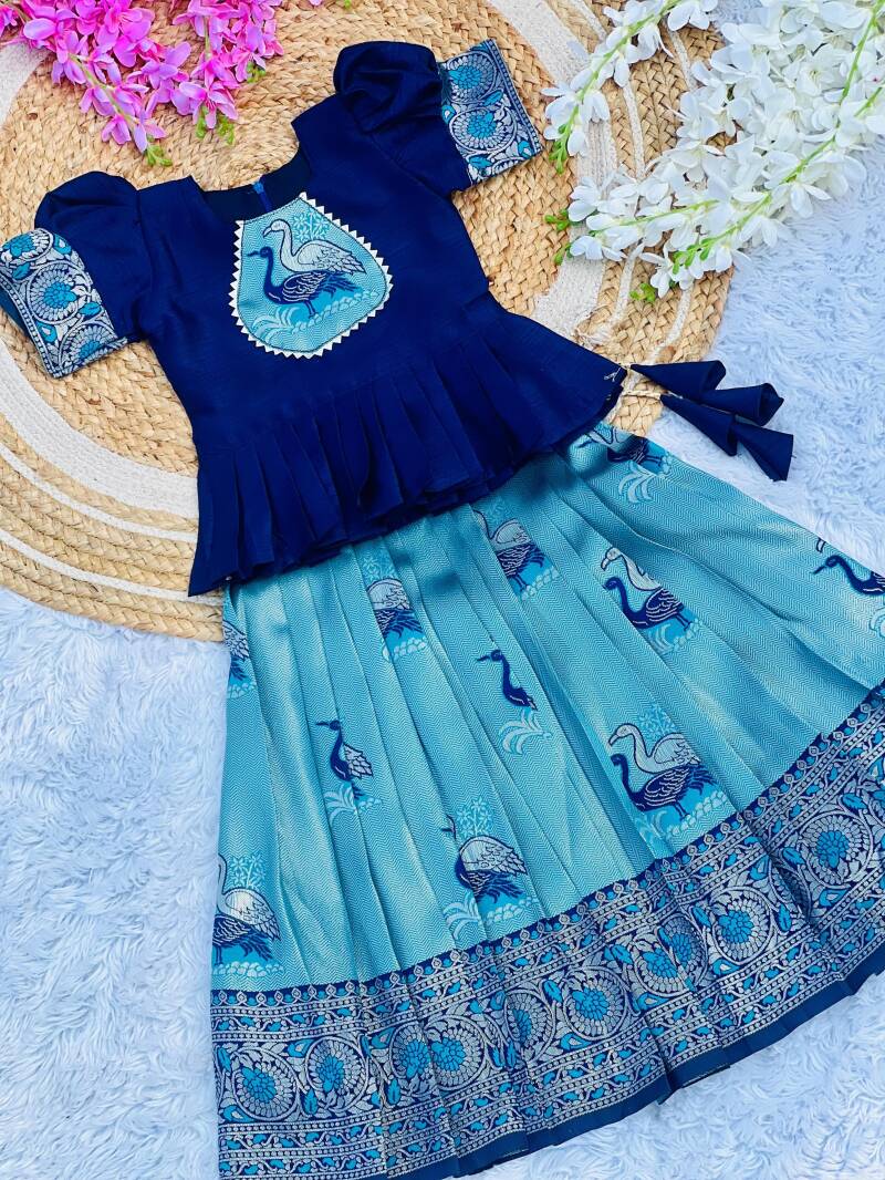 Lehenga Fille collection "Anjali" - Bleu