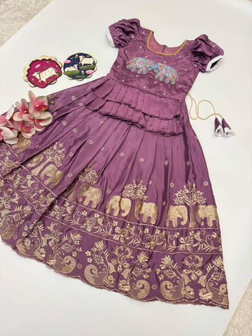 Lehenga Fille collection "Divya" - Violet parme