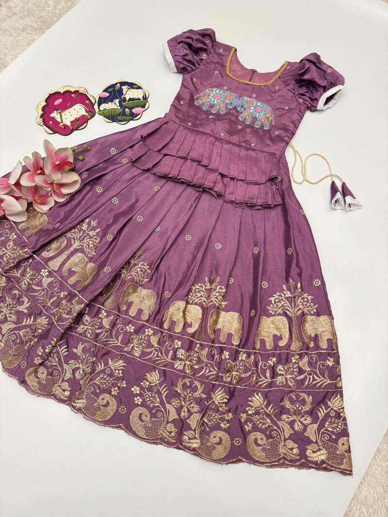 Lehenga Fille collection "Divya" - Violet parme