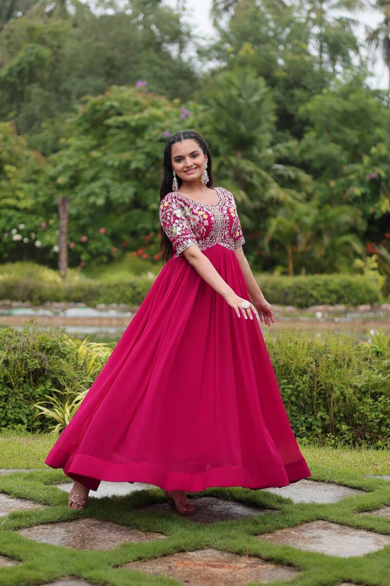 Anarkali/Robe Collection "Anarkali SWEETY2" - Rose fuschia