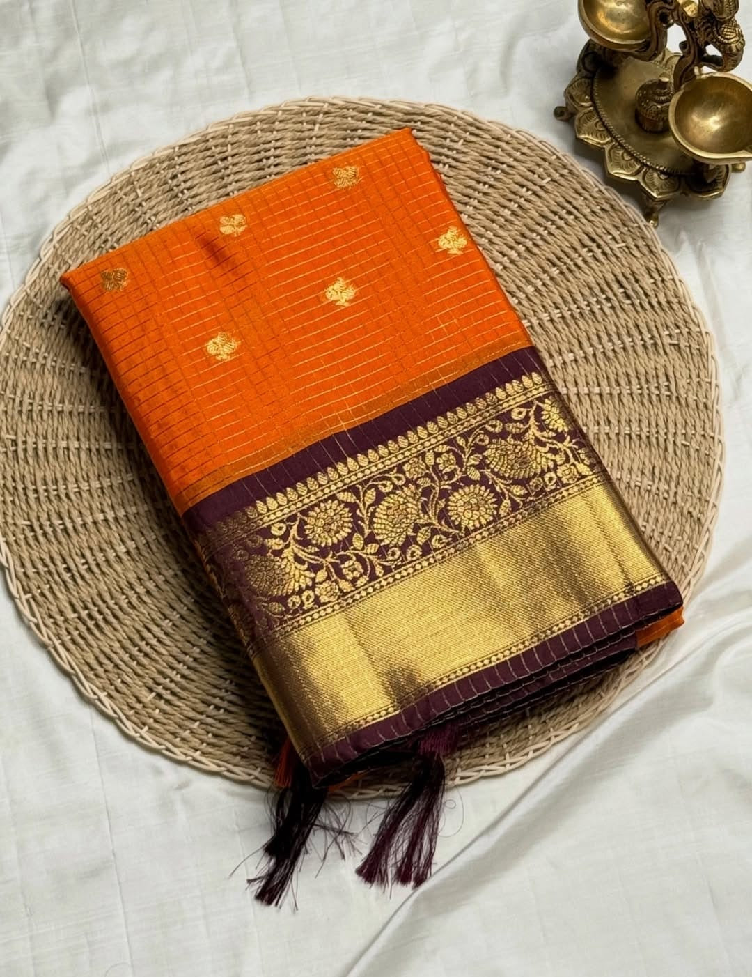 Sari "Ridika" - Orange rouille