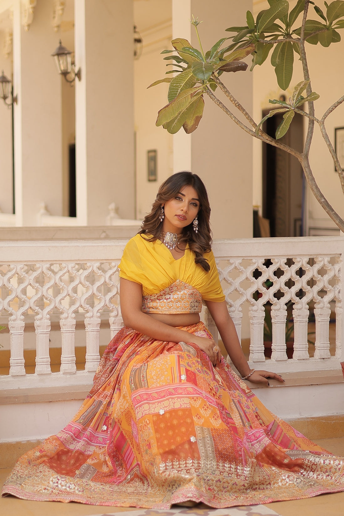 Lehenga collection "Sana" - Jaune/corail