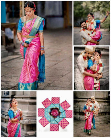 Saris "Tendance mix" Rose/bleu turquoise