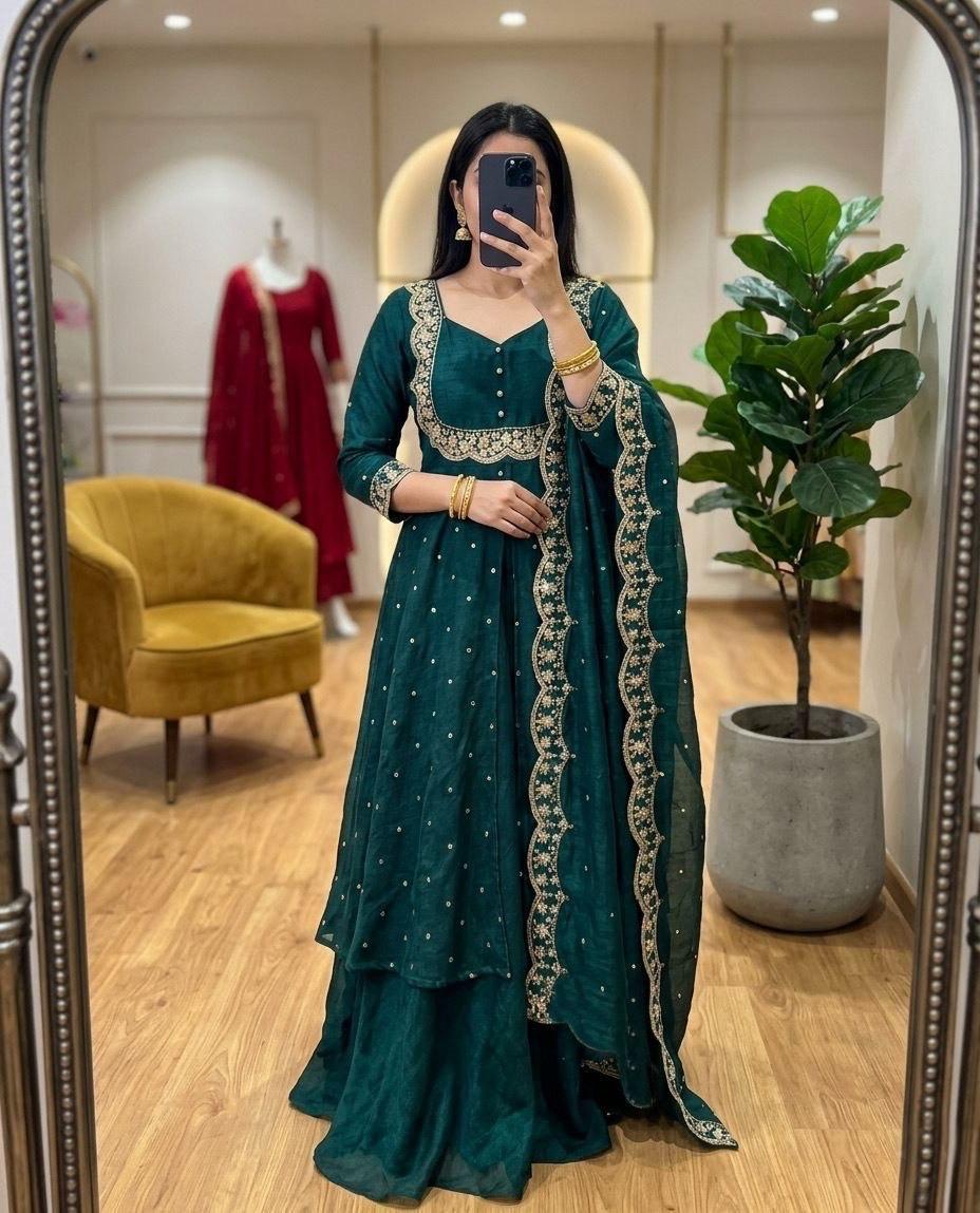 Anarkali Collection "Samaira" - Bleu paon foncé