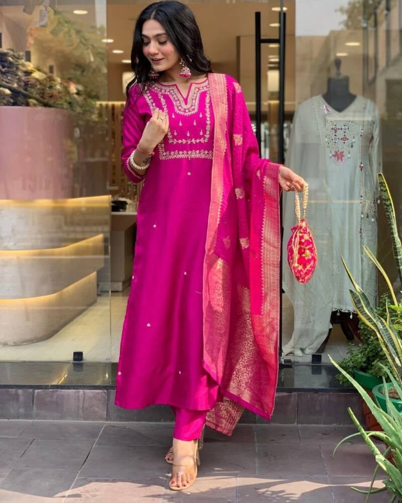 Punjabi Collection "New Chanderi" - Rose