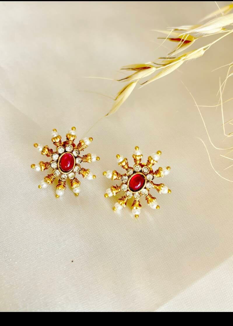 Parure ras de cou "Maharani Flower" Rubis