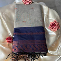 Sari "Kalyani" - Gris/bleu