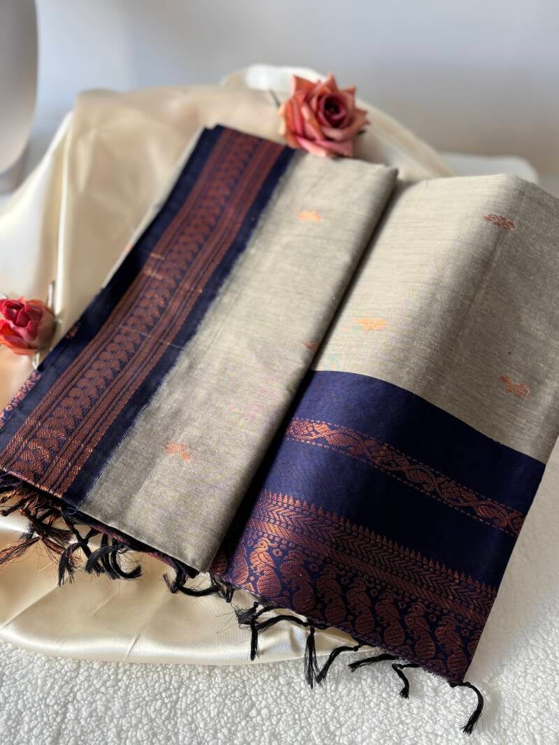 Sari "Kalyani" - Gris/bleu
