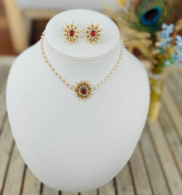 Parure ras de cou "Maharani Flower" Rubis