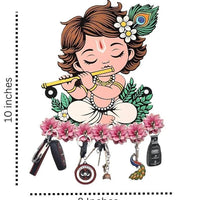 Porte-clés mural en bois : Krishna