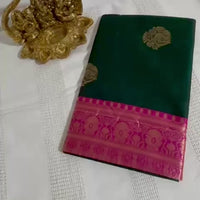 Saris "Tendance mix" Vert rose motif 1