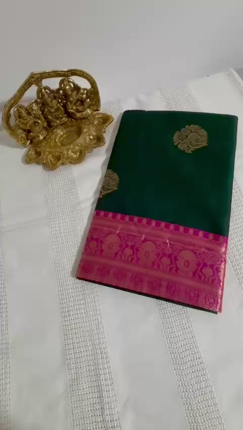 Saris "Tendance mix" Vert rose motif 1