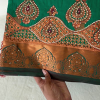 Sari "Maharani" - Turquoise/Grenat
