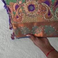 Sari "Maharani" - Vert Menthe/Mauve
