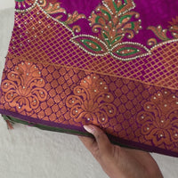 Sari "Maharani" - Fuchsia/Vert