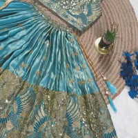 Lehenga Fille collection "Harshana" - Bleu