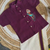 Ensemble chemise veshti "Hiresh" - Bordeaux